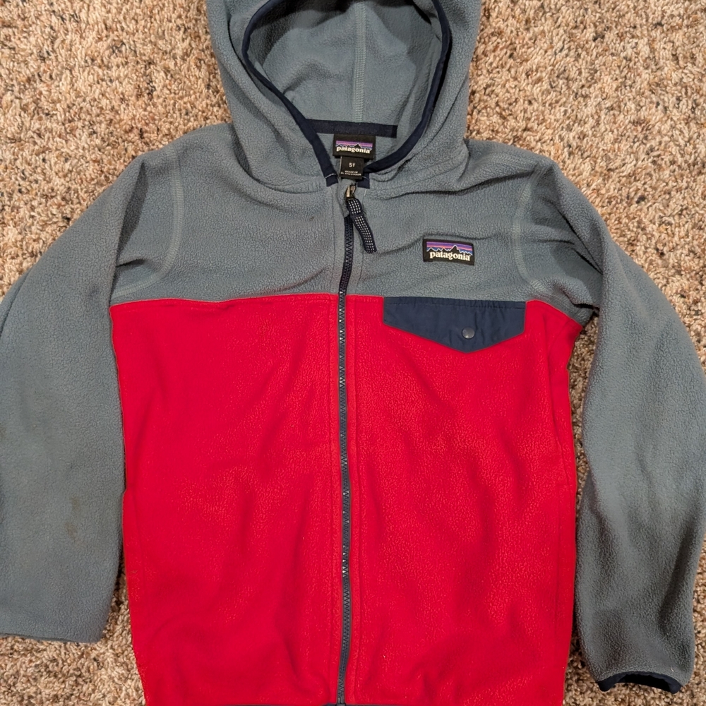 Patagonia Kids' Two-Tone Red and Gray Hoodie